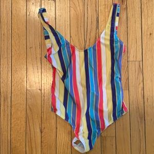 Rainbow Striped One Piece Bathing Suit NWOT